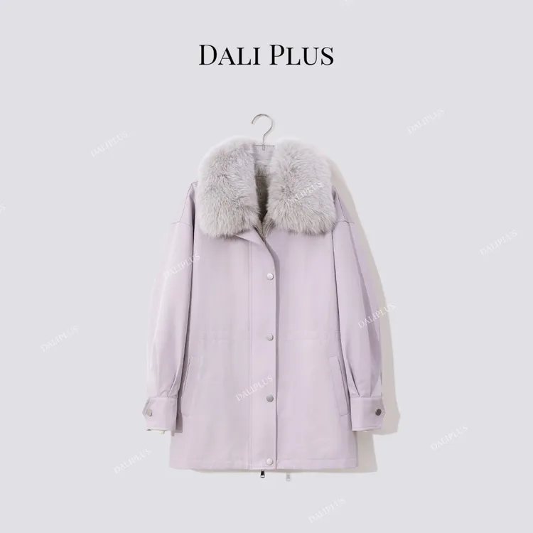 DALI PLUS“紫狐皮草派克服”加厚兔毛内里大毛领轻奢外套-D5MM2944