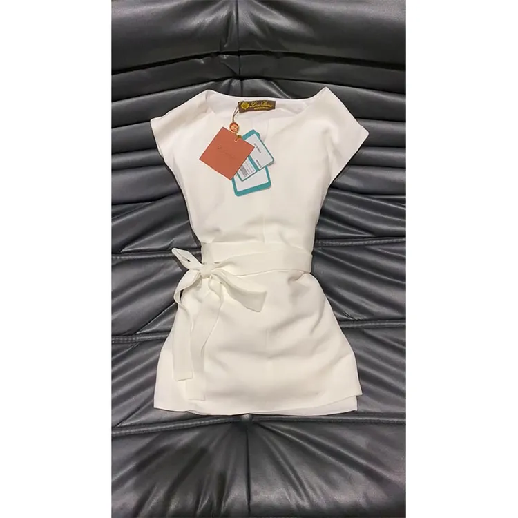 简约通勤风百搭无袖背心连衣裙女夏季收腰蝴蝶结绑带休闲白色短裙