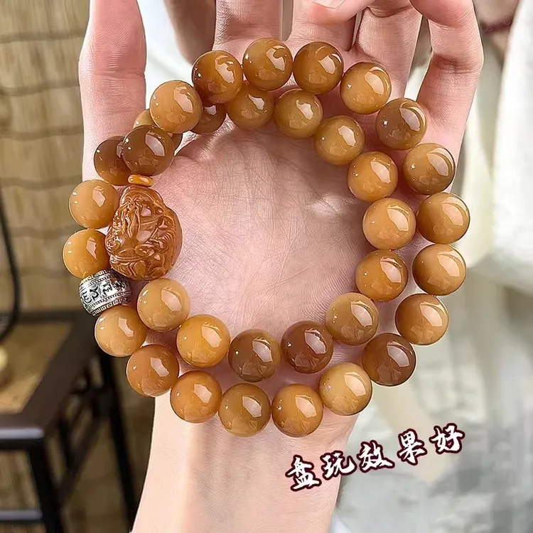 糖心老料玉华菩提手串高油高密双圈男女盘玩风化菩提子文玩手链