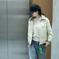 P25062U格子翻领撞色夹克式工装羽绒服