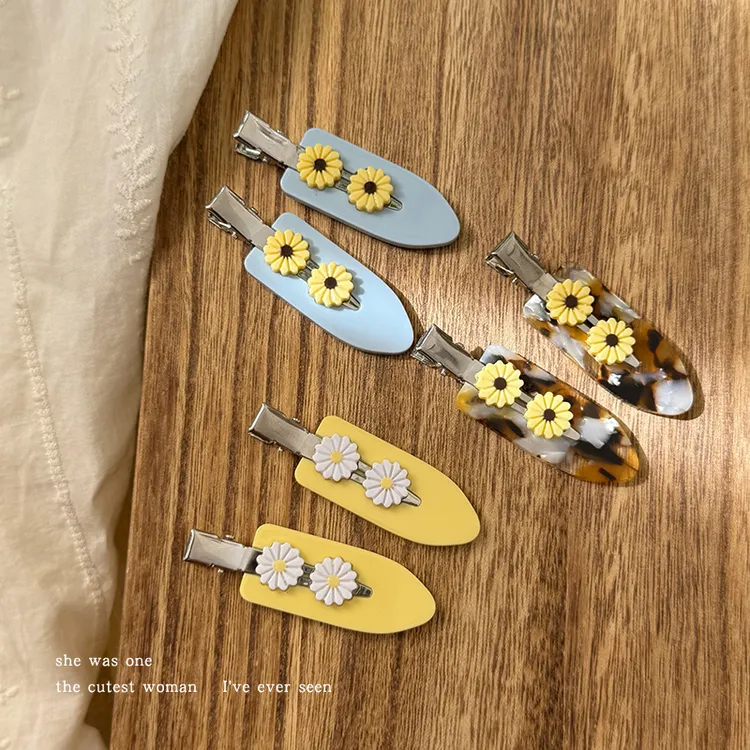 可爱少女心雏菊花朵发夹边夹侧边碎发卡刘海夹鸭嘴夹无痕一字夹子