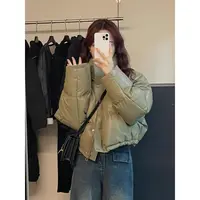 免洗pu皮羽绒棉服女短款2025年新款冬季立领面包服小个子肯豆外套