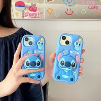 立体卡通史迪仔支架全包防摔软硅胶适用苹果17手机壳iPhone16 15