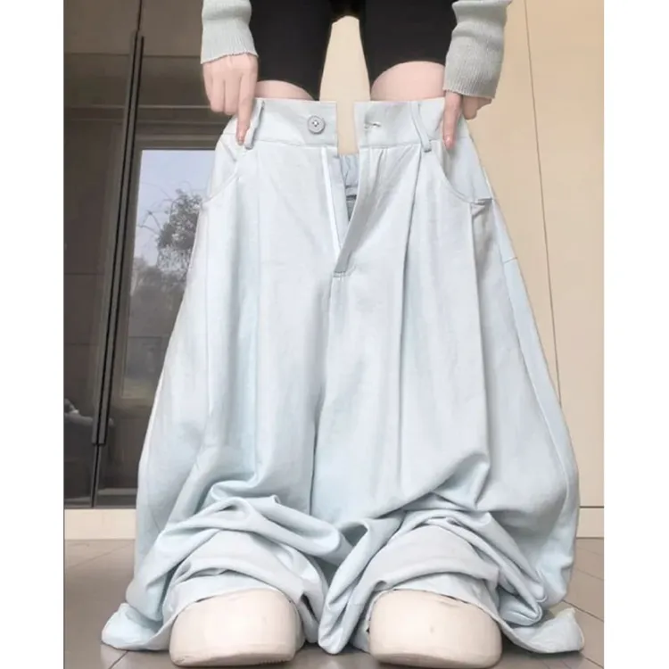 奶芙西装裤子女春夏2025新款高级垂感宽松慵懒松弛直筒休闲阔腿裤
