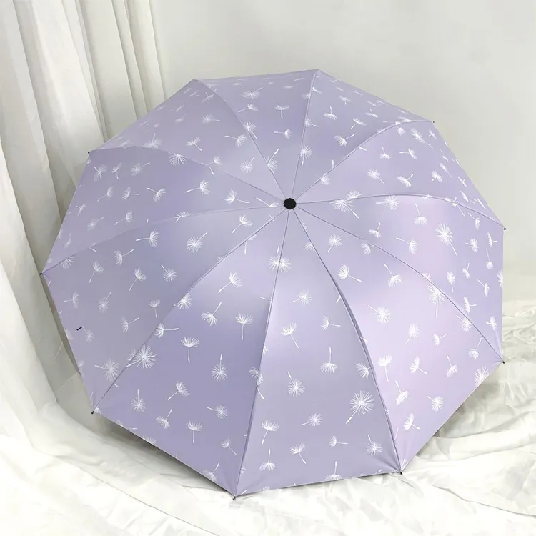 十骨大号双人晴雨两用黑胶印花伞女折叠太阳伞防晒紫外线清新雨伞