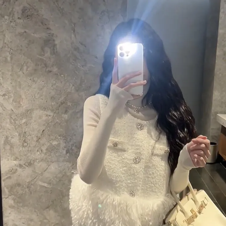 韩剧穿搭小香风白色马甲女春秋款小众设计拼接流苏高级感气质上衣