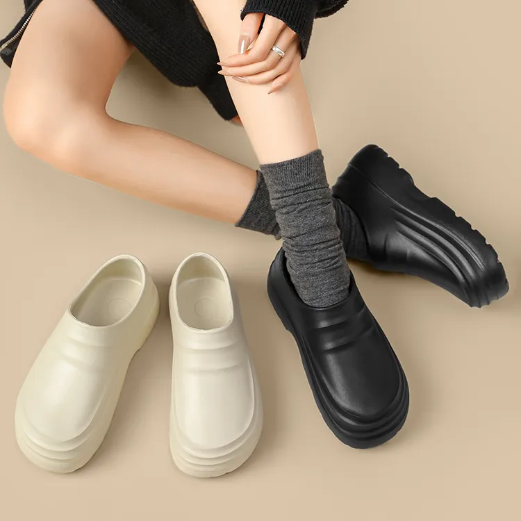 情侣防滑厨师鞋防水透气冬天女款包头拖厚底舒适耐磨户外休闲雨鞋