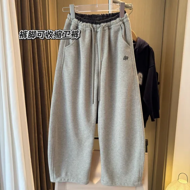 男大童直筒卫裤秋季新款韩版女童休闲裤运动针织时尚抽绳百搭长裤