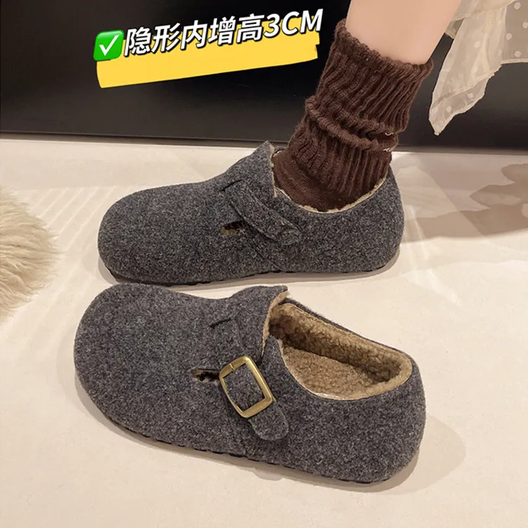 全包灰色勃肯鞋女鞋子2025秋冬新款爆款一脚蹬懒人鞋加绒博肯棉鞋