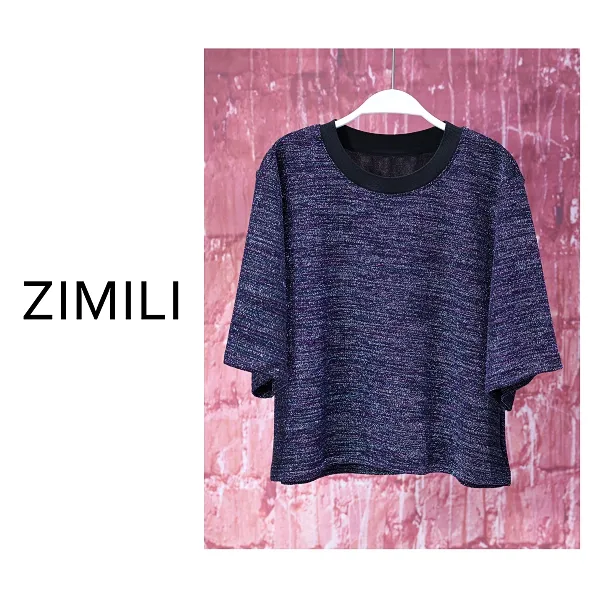 【亮哥女装】2025欧版轻薄透气蓝紫色亮丝休闲时尚短袖9151