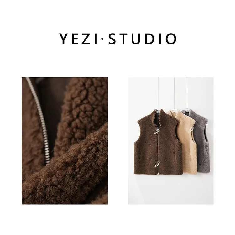 【小绵羊】百百绵羊毛两面穿立领拉链保暖叠穿毛绒马甲25412002