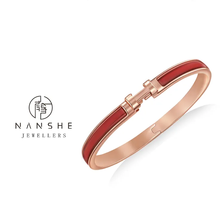 NANSHE/南奢【V金版本】精工CNC酒红色手镯 L1251
