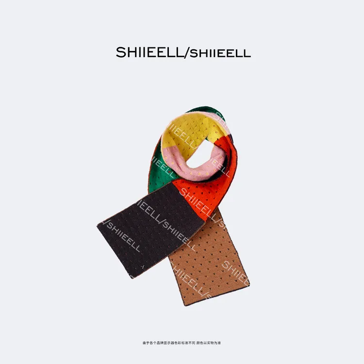 SHIIEELL【彩条提花】气质绵羊毛保暖围脖时尚百搭披肩围巾Z7434