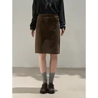 【小野莓】咖色百搭半身裙女秋季新款小众高级感a字中长裙BY99267
