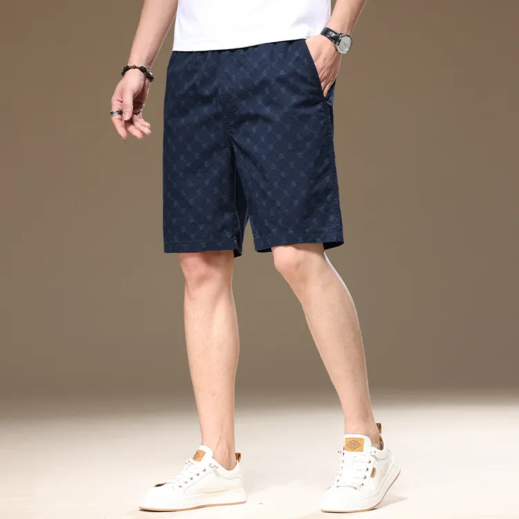 希敦纽勒纯棉休闲男士短裤夏外穿高级感夏季百搭印花休闲五分裤潮