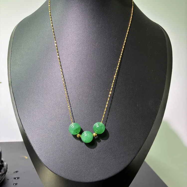 天然非洲翠10mm珠子锁骨项链
