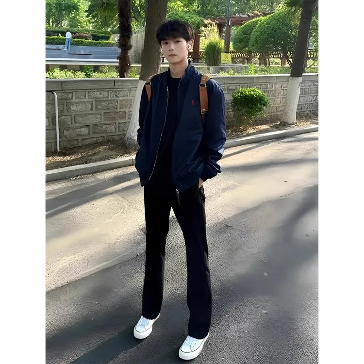 黑色美式高街牛仔裤男春秋季高级感显腿长vibe裤子窄版显瘦直筒裤