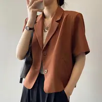 短袖西装外套女薄款春秋夏季小个子韩版潮垂感短款网红小西服上衣