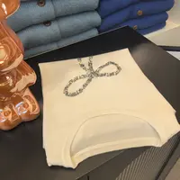 简单基础亮片蝴蝶结针织短袖