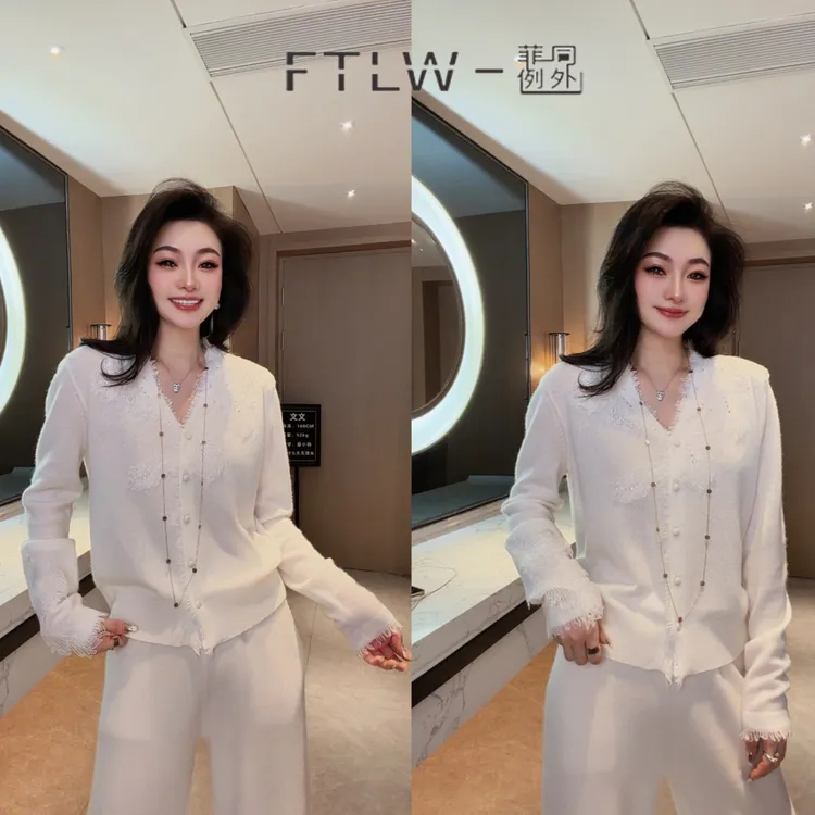板熙FTLW-【羽翼生花】高级感气质时尚优雅开衫毛衣上衣-4108