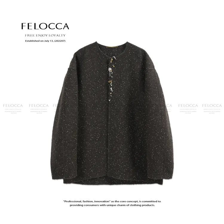 【FELOCCA】精致大气高级感气质显瘦圆领长袖毛呢外套25AWT786