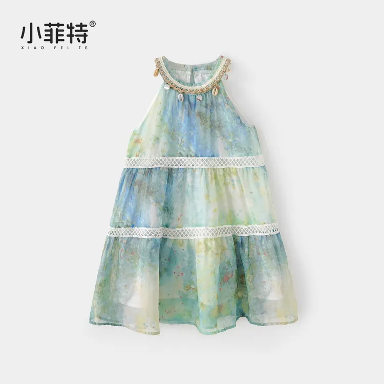 小菲特夏季新款女童无袖连衣裙洋气薄款裙子女孩沙滩裙YNQX51746
