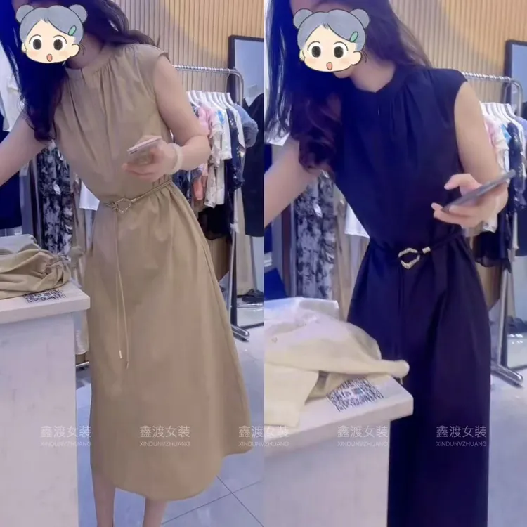 2025夏季新款时尚显瘦气质女士网红洋气连衣裙百搭款D9208