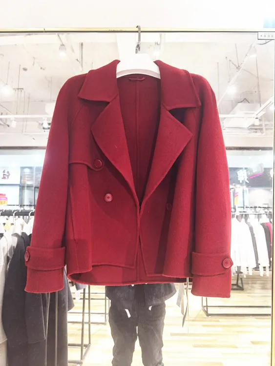 030新款小个子韩版秋冬轻奢短款女士时尚百搭休闲绵羊毛呢外套女