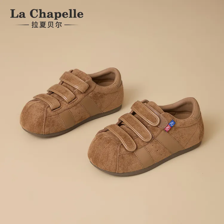 拉夏贝尔德训鞋女2025秋季新款软底舒适韩版潮流魔术贴复古休闲鞋