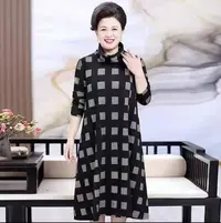 11449-秋季新款宽松遮肉连衣裙女洋气遮肚子裙子妈妈装【B27-2-4】