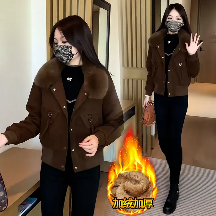 派克服外套女减龄短款2025秋冬季新款小个子加绒加厚保暖显瘦棉衣
