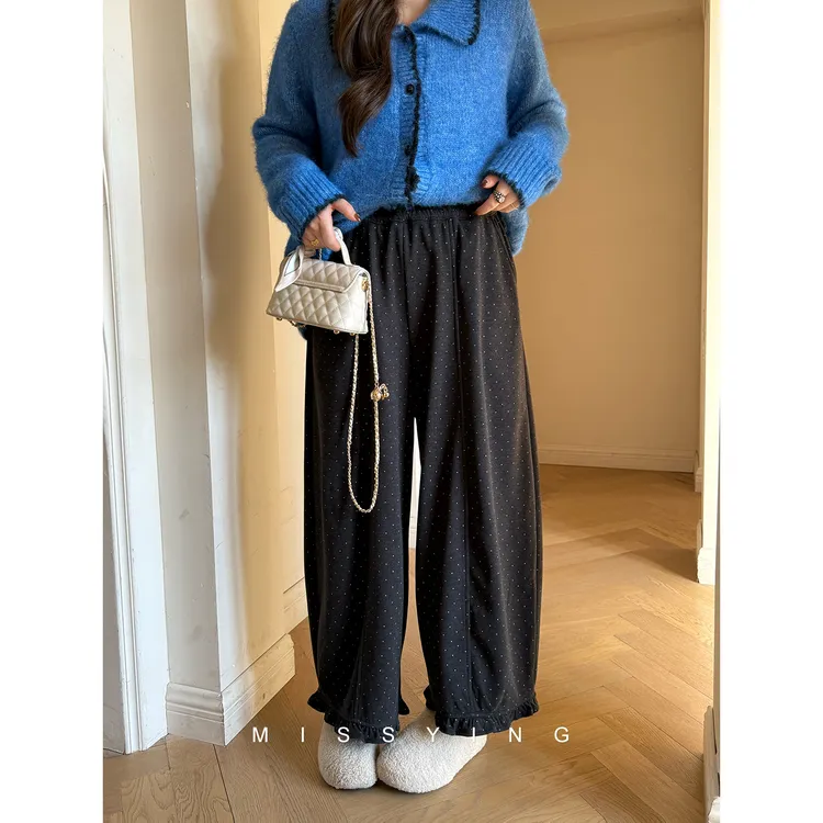 应小姐【懒人万搭裤】微胖大码显瘦保暖加绒宽松直筒高腰休闲长裤