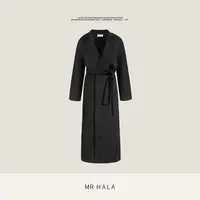 MRHALA 鼎峰廓形手工纯山羊绒双面绑带翻领长袖大衣女 LW51965