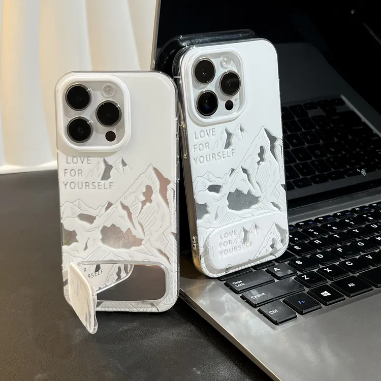 雅天立线条雪山支架适用iPhone13苹果16手机壳华为vivo小米15oppo