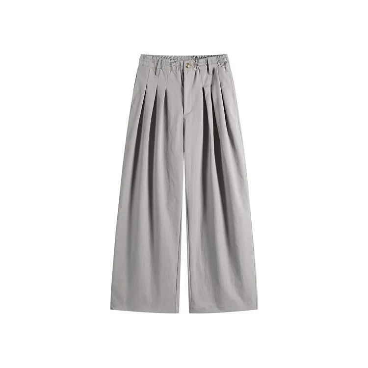 春秋日系复古松紧腰阔腿工装裤男女中性风宽松学生百搭直筒休闲裤