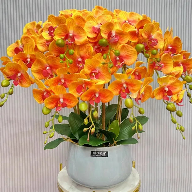 高档仿真蝴蝶兰手感保湿大盆栽办公桌室客厅花艺摆高颜值新款假花