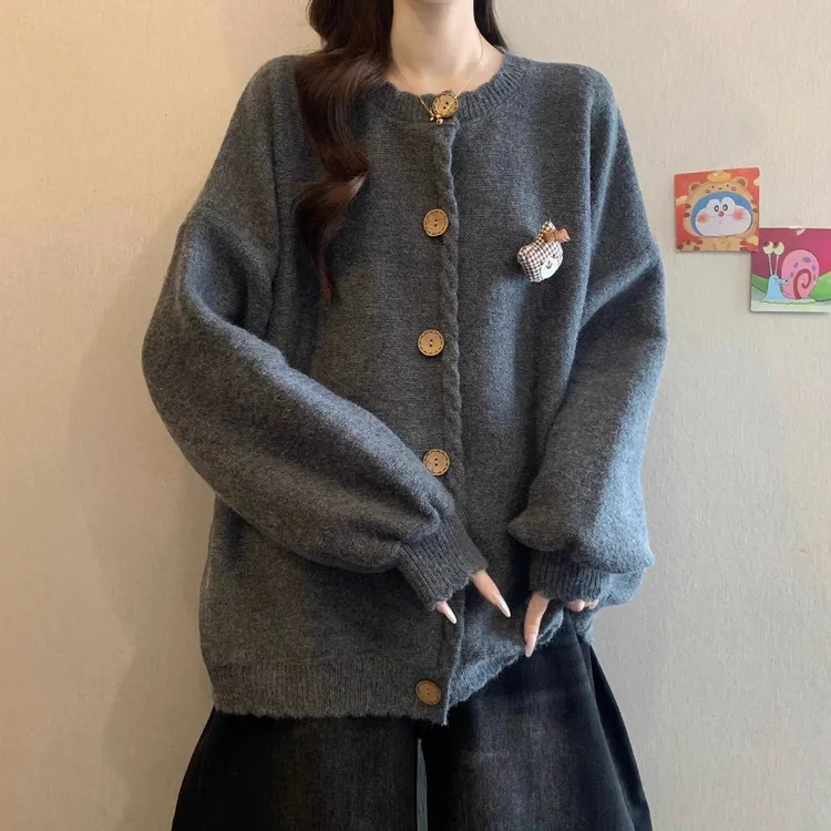 大码300斤慵懒风毛衣外套女秋冬新款遮肚洋气减龄针织开衫上衣