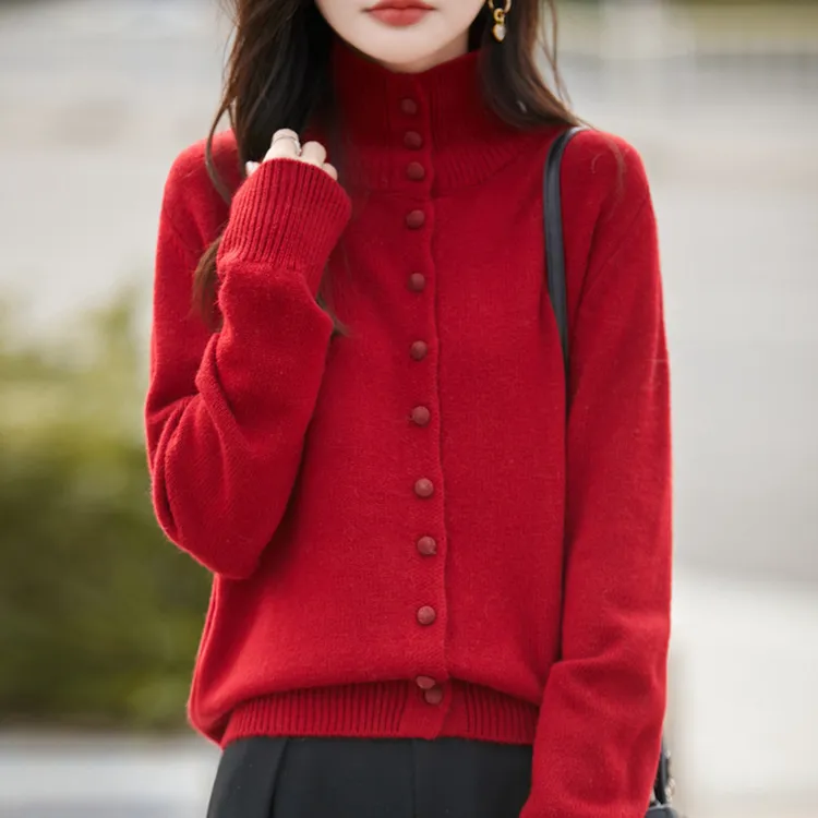 微胖mm秋冬大码高领女士红色毛衣遮肚子上衣内搭可外穿针织打底衫