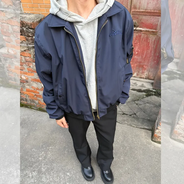 海王日记cleanfit美式复古翻领飞行夹克保暖棉服短款外套男女宽松