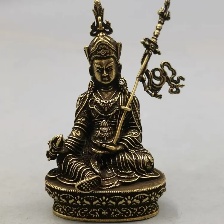 【新疆西藏包邮】复古黄铜莲花生大师摆件铜雕工艺品