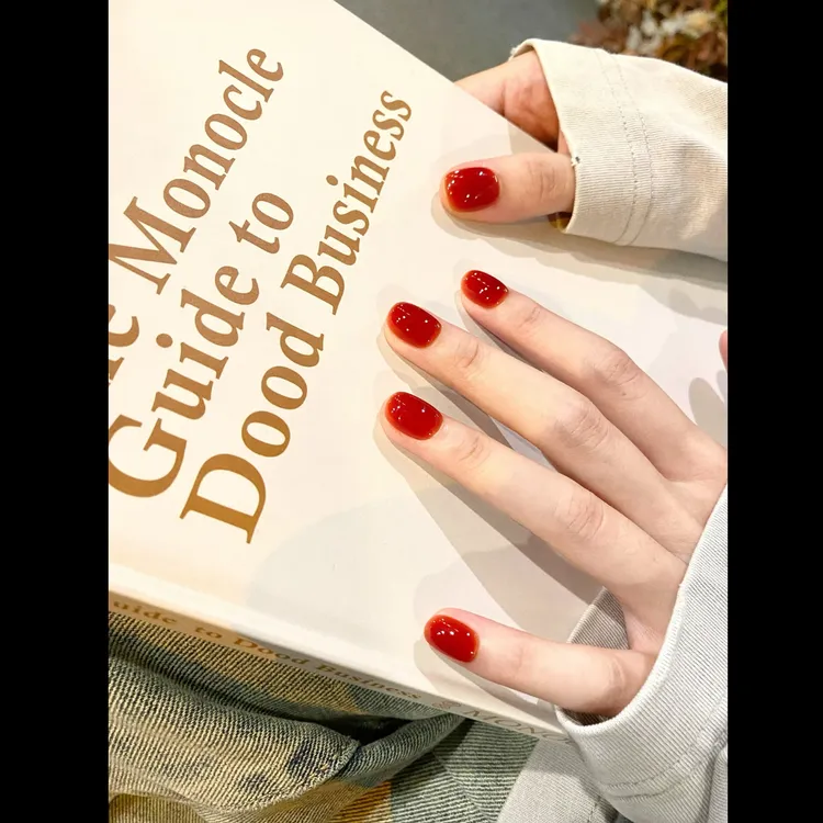 【烂番茄】纯手工穿戴甲巨显白高级感气质温柔纯欲纯色红色美甲片贴