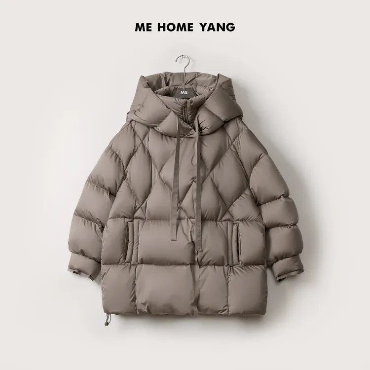 ME【斑鸠灰鹅绒服】白鹅绒重工轻奢时尚百搭宽松休闲羽绒服MEQC3906