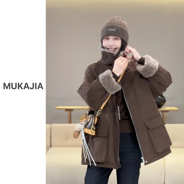 【毛领派克服】定制款新款白鸭绒显瘦保暖羽绒服冬季外套