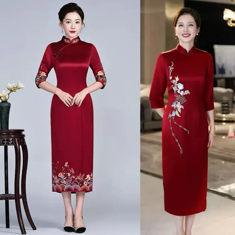 2025秋冬【正品苏绣】进口三醋酸喜婆婆妈妈敬酒服高级感婚宴礼服L