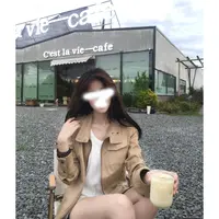 【曼城旧事】美式复古短款夹克外套女秋冬百搭休闲卡其色韩版风衣女