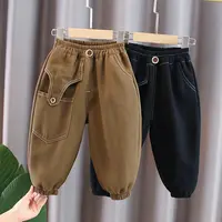 儿童一体加绒裤子秋冬男童女童宝宝新款休闲秋冬加绒潮