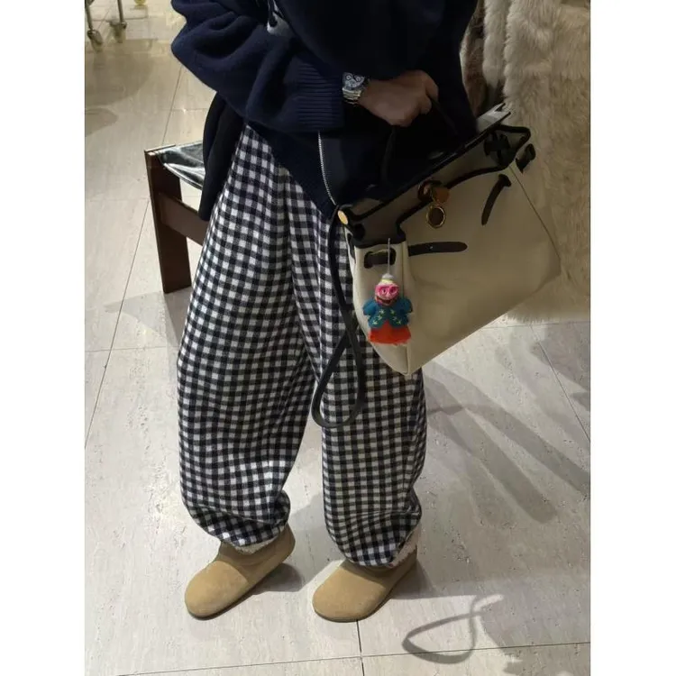 加厚全松紧腰羊毛格子裤  J25KZ697