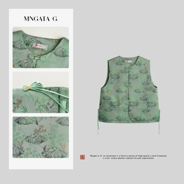 MNGATA G.宫小妍【苏地·春和景明】真丝新中式中国风马甲5031646