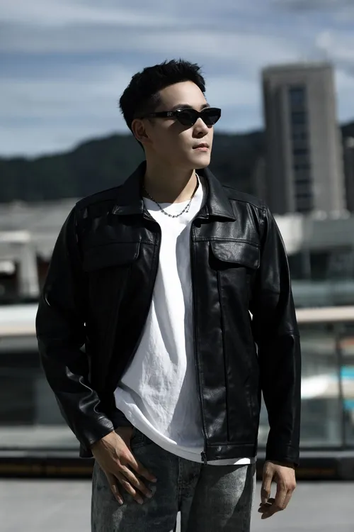 春秋男款皮衣休闲翻领皮夹克皮衣服潮流复古黑色秋冬美式