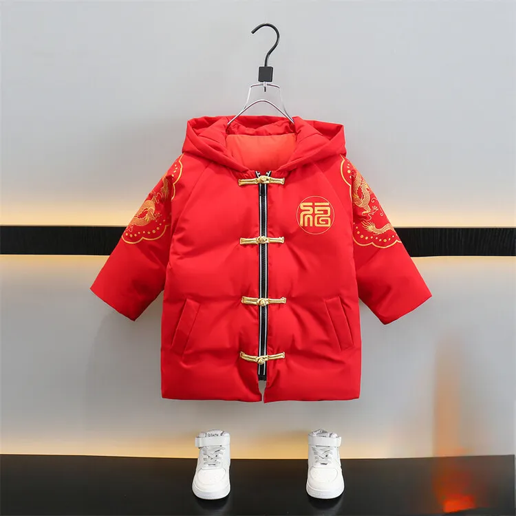 男童龙年吉祥拜年服冬季儿童加棉加厚棉衣中小童喜庆过年棉服外套